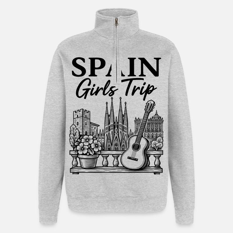 Abstrakte Farbexplosion auf Leinwand - Quarter-Zip-Sweatshirt - Grau meliert