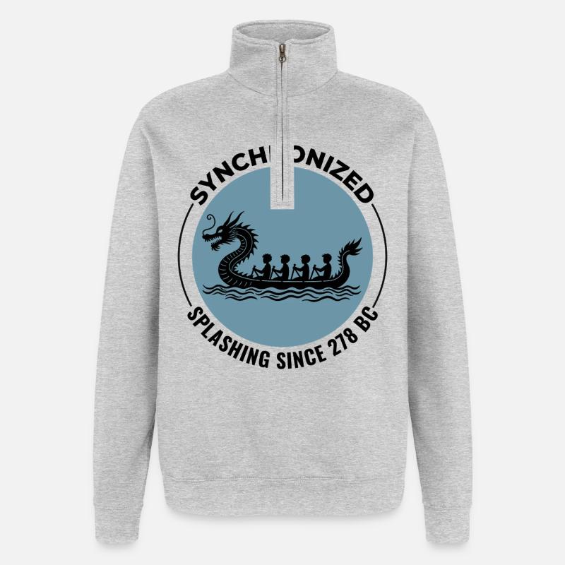 Equipe de Course de Bateaux-Dragon - Sweat à zip 1/4 - gris chiné