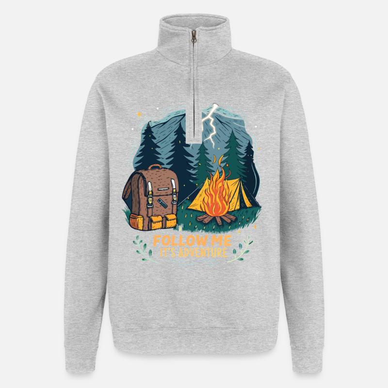 Lighted Nature Adventure with Campfire - Quarter-Zip Sweatshirt - heather grey