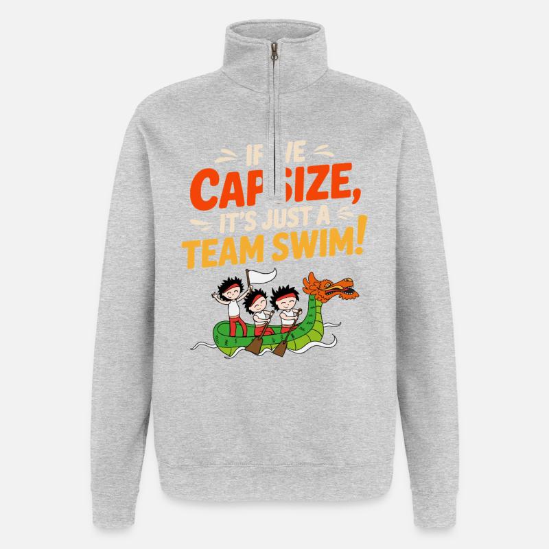 Drachenboot-Rennmannschaft - Quarter-Zip-Sweatshirt - Grau meliert