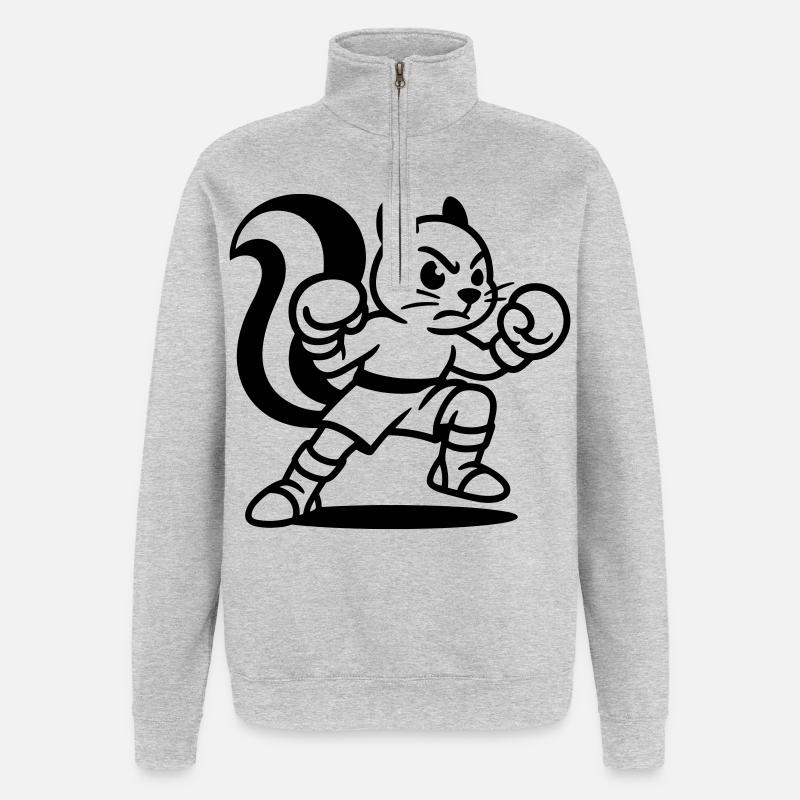 Boxer Squirrel - Quarter-Zip Sweatshirt - heather grey