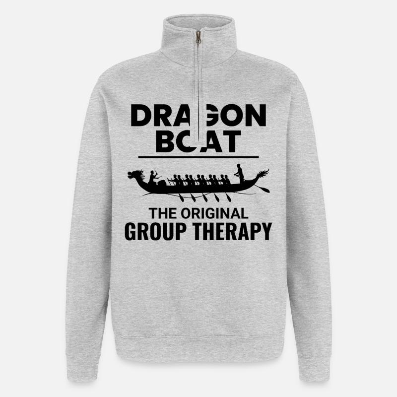 Drachenboot-Rennmannschaft - Quarter-Zip-Sweatshirt - Grau meliert