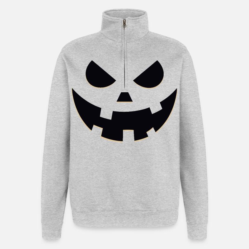 Portrait étrange de Jack-O'-Lantern - Sweat à zip 1/4 - gris chiné