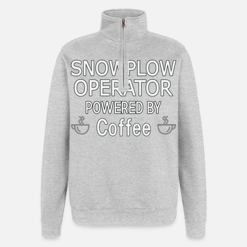 Snowplow Operator Powered Coffee Schneepflugfahrer - Quarter-Zip-Sweatshirt - Grau meliert