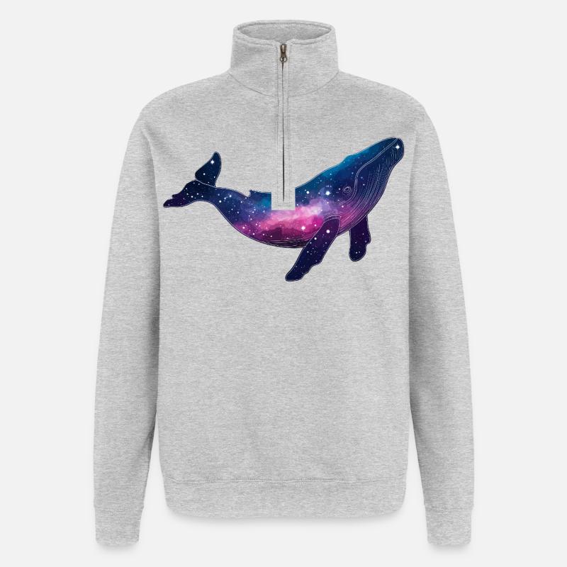 Whale Subtle Bisexual Bi Galaxy Whale Space - Quarter-Zip Sweatshirt - heather grey