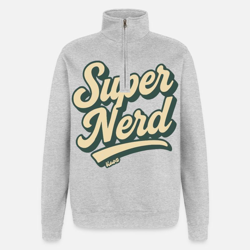 Super Nerd Retro Script - Quarter-Zip-Sweatshirt - Grau meliert