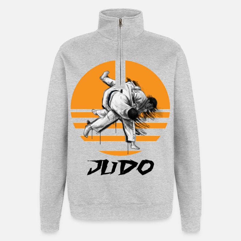 Judo-Kampfkunst Motiv mit Dynamik - Quarter-Zip-Sweatshirt - Grau meliert