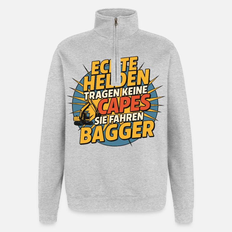 Les vrais héros font du BaggeR - Sweat à zip 1/4 - gris chiné