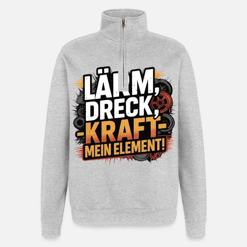 Bruit, saleté, puissance – mon élément - Sweat à zip 1/4 - gris chiné