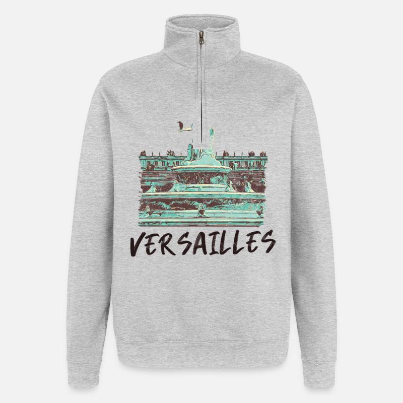 Berühmter Barockbrunnen von Versailles - Quarter-Zip-Sweatshirt - Grau meliert