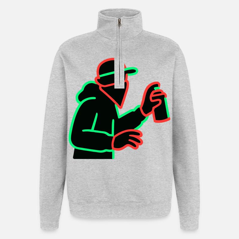 Pulvérisateur de graffitis au néon Silhouette - Sweat à zip 1/4 - gris chiné