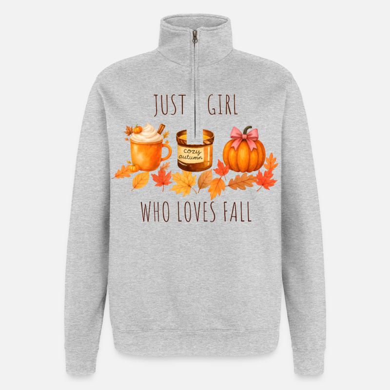 Nur ein Mädchen das Herbst liebt - Quarter-Zip-Sweatshirt - Grau meliert