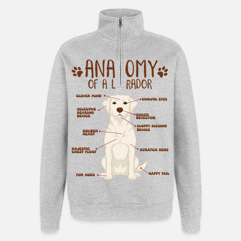 Anatomie eines white Labradors - Quarter-Zip-Sweatshirt - Grau meliert