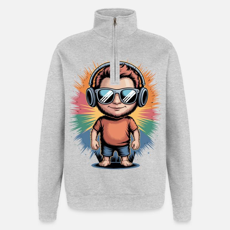 Regenbogen Beats Avatar - Quarter-Zip-Sweatshirt - Grau meliert
