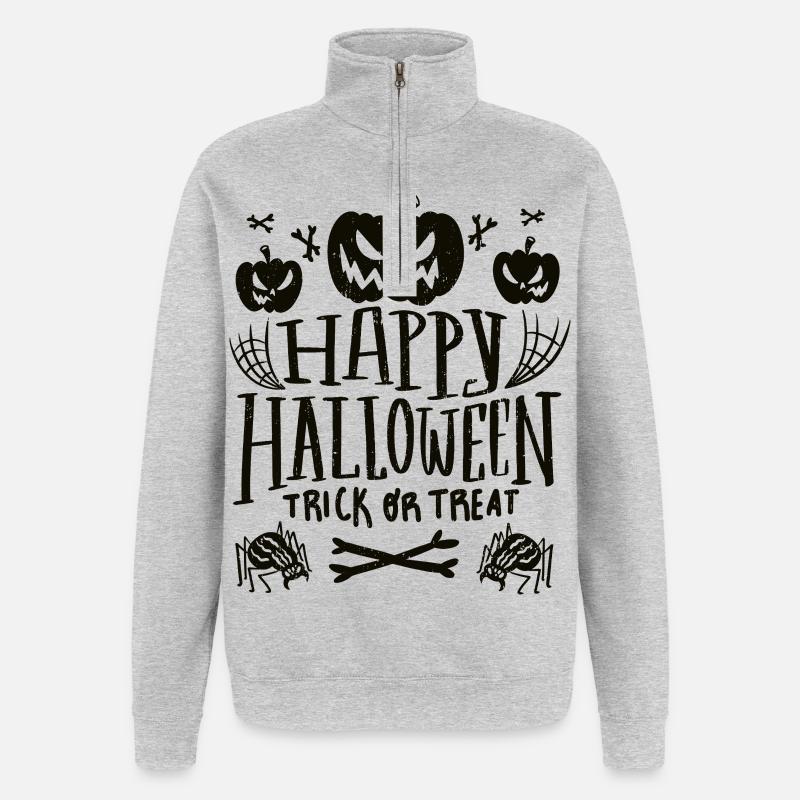 Fröhliches Halloween-Süßes oder Saures - Quarter-Zip-Sweatshirt - Grau meliert