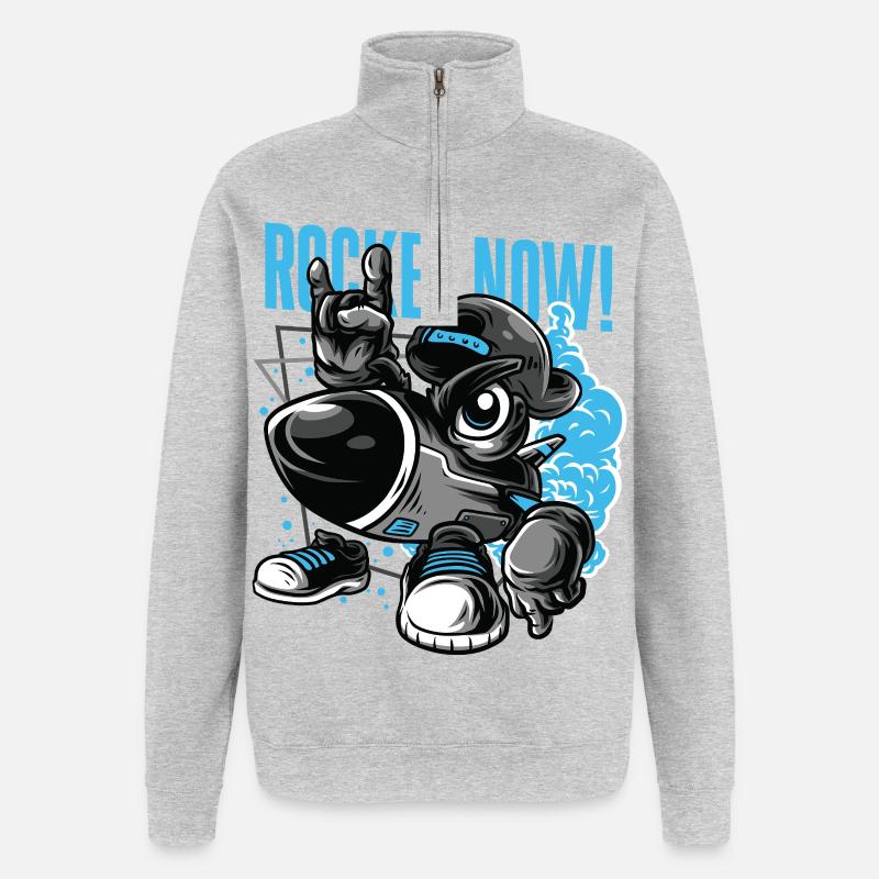 JETZT RAKETE - Quarter-Zip-Sweatshirt - Grau meliert