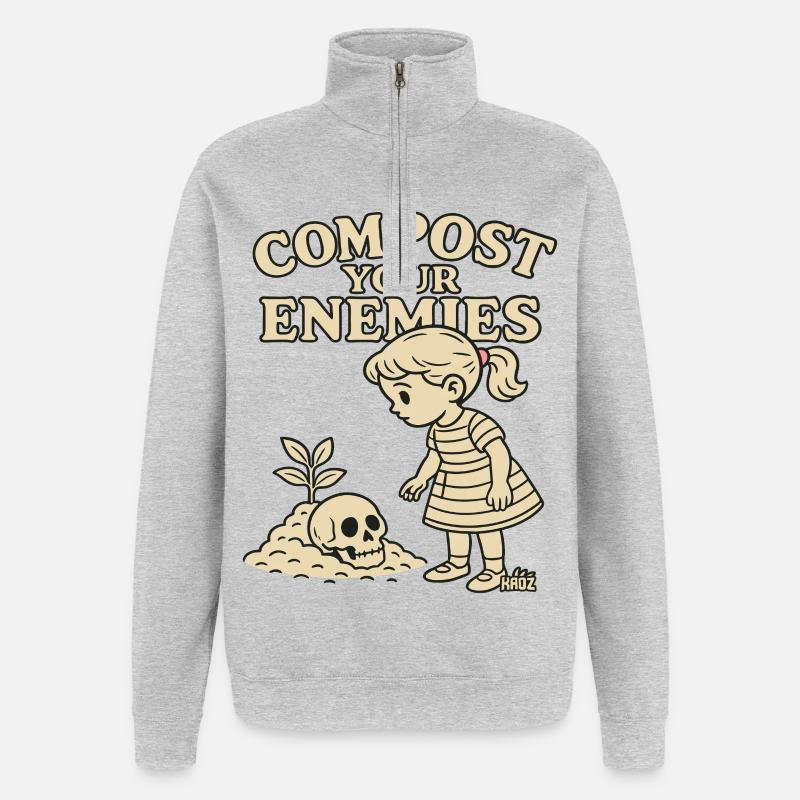Compostez vos ennemis - Sweat à zip 1/4 - gris chiné