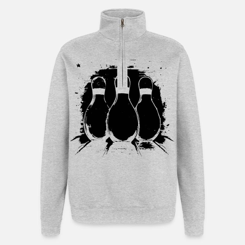 Bowling Graphics - Quarter-Zip Sweatshirt - heather grey