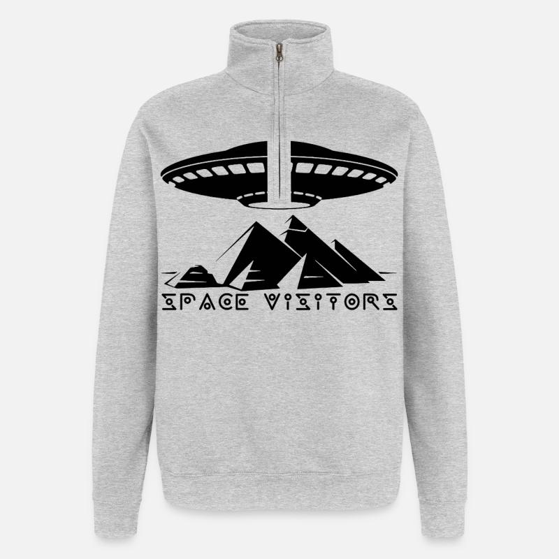 Les visiteurs et les pyramides noires - Sweat à zip 1/4 - gris chiné