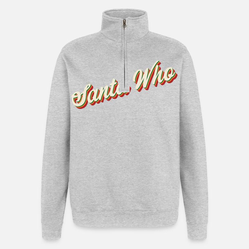 Design de Noël du Père Noël - Sweat à zip 1/4 - gris chiné