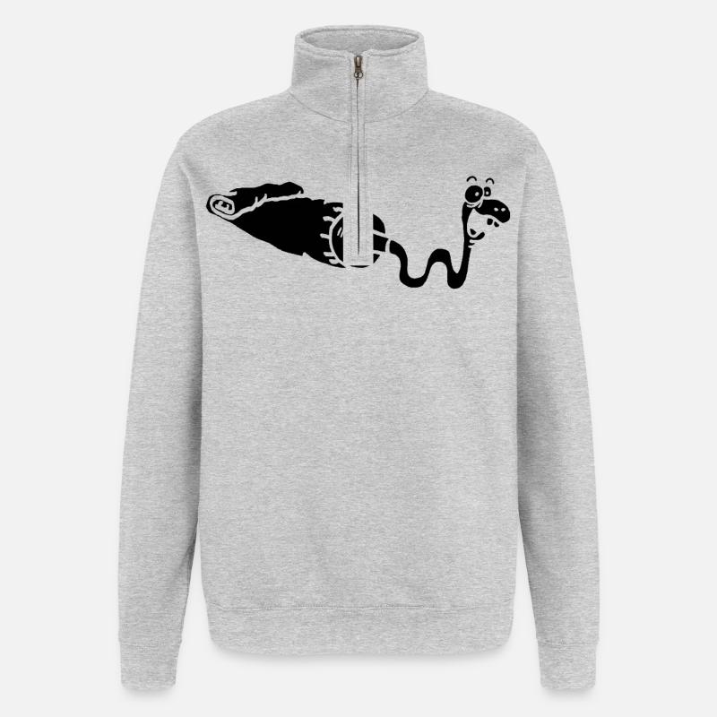 Gouache oder schwarze Schlange? - Quarter-Zip-Sweatshirt - Grau meliert
