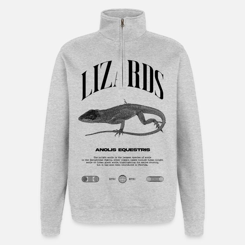 Cuban Knight Anole Reptile Keeper Lizard - Quarter-Zip Sweatshirt - heather grey