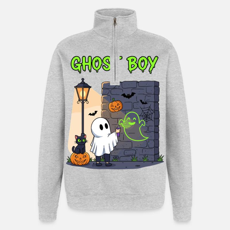 Ghost Boy Halloween Graffiti - Sweat à zip 1/4 - gris chiné