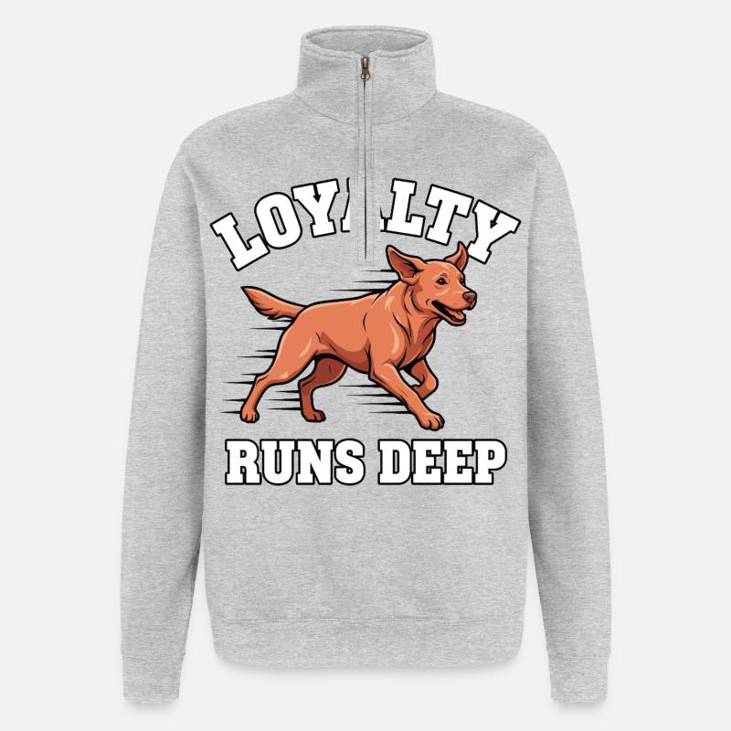 Loyalty runs deep – Foxred Labrador - Quarter-Zip Sweatshirt - heather grey