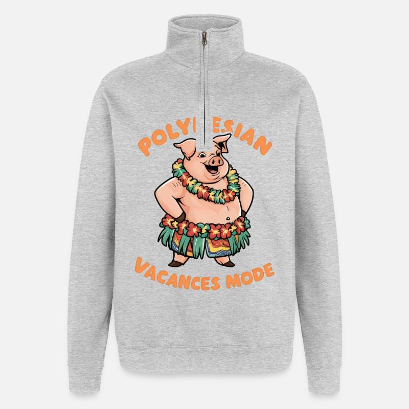 Polynesisch Urlaub Mode Exotisch Tropisch Stil - Quarter-Zip-Sweatshirt - Grau meliert