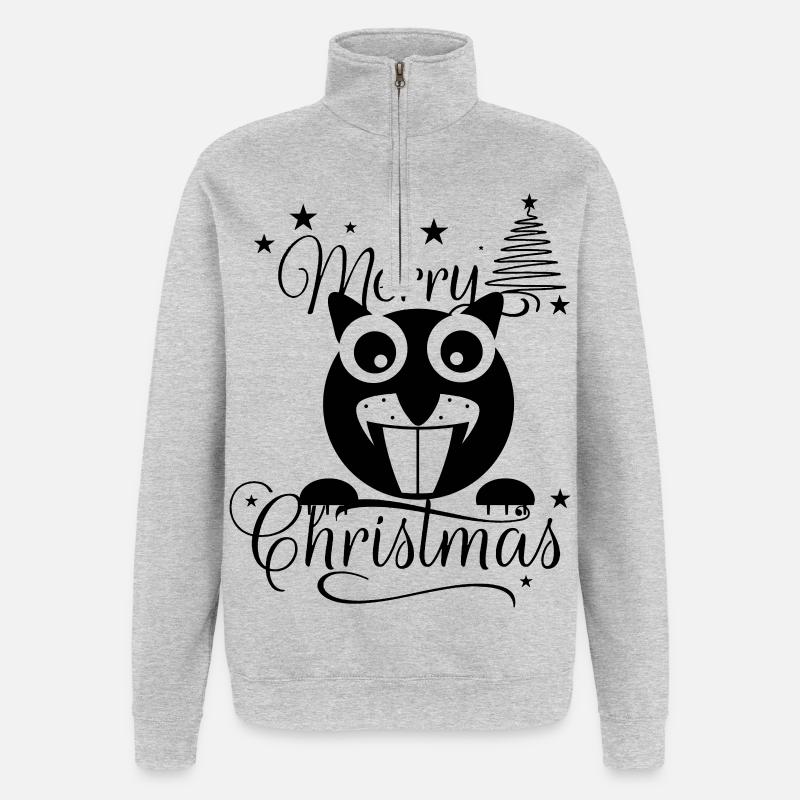 L’écureuil de Merry Chrysstman - Sweat à zip 1/4 - gris chiné