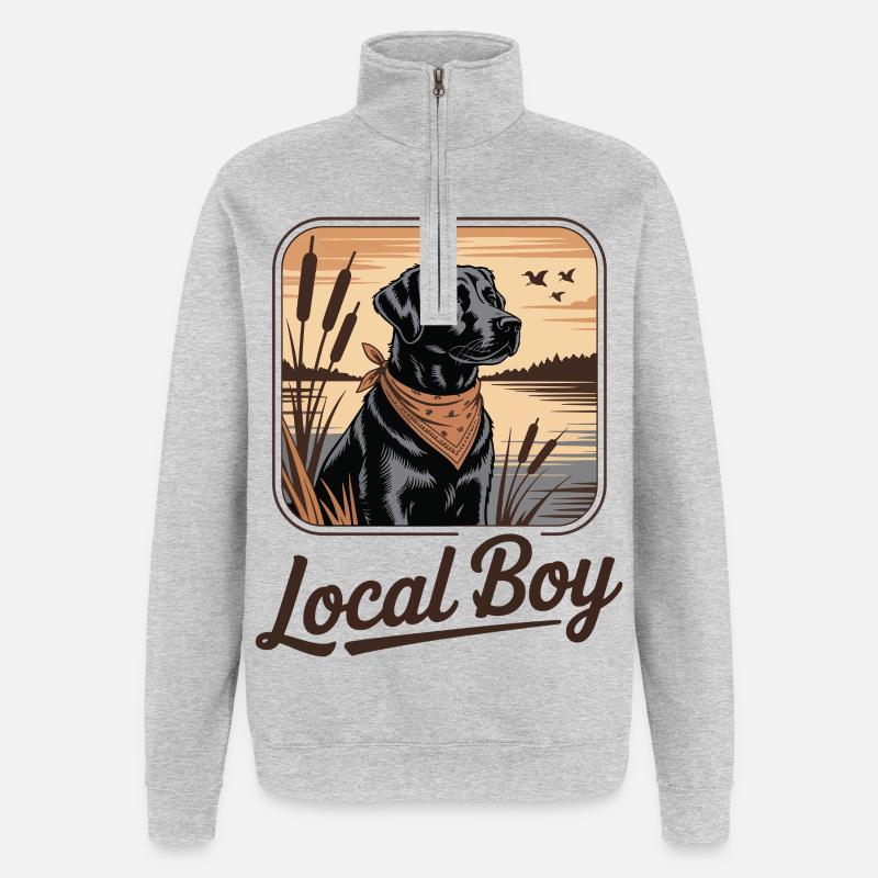 Local Boy Labrador Jagd Hund - Quarter-Zip-Sweatshirt - Grau meliert