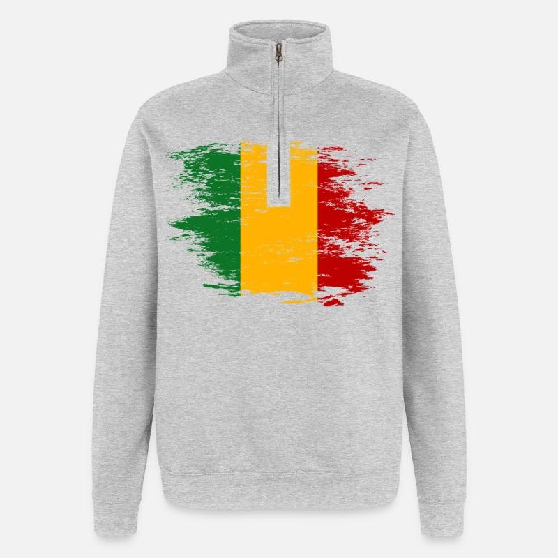 Drapeau du Mali utilisé - Sweat à zip 1/4 - gris chiné