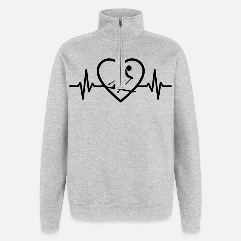 Ski Herz - Quarter-Zip-Sweatshirt - Grau meliert