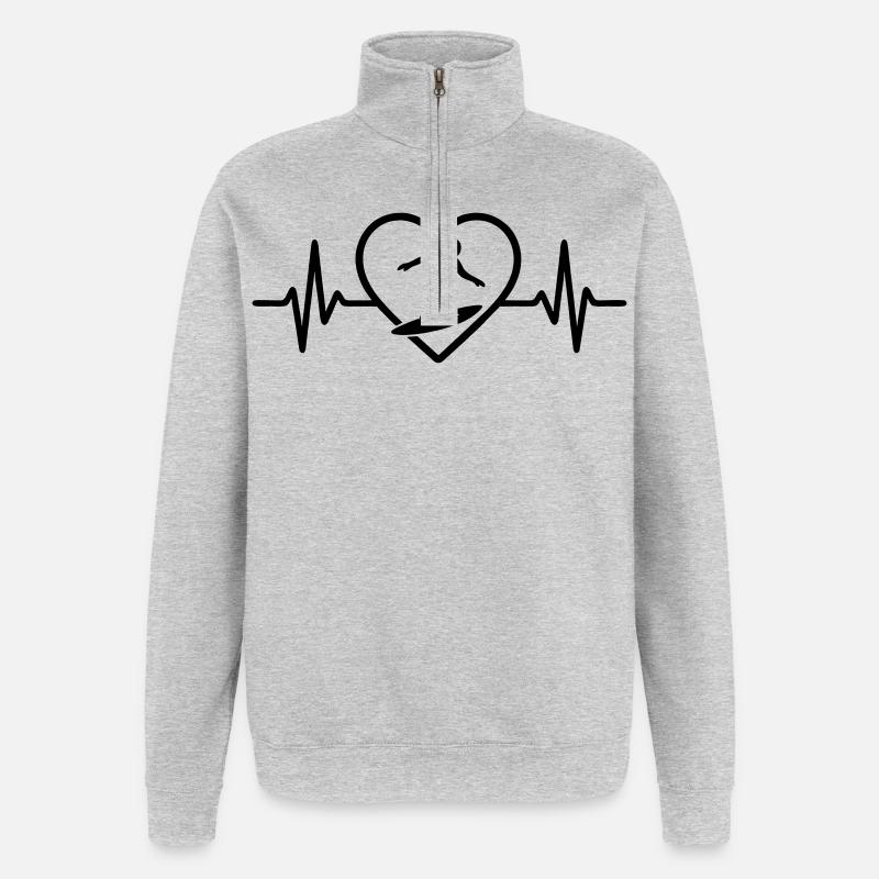 Surfen Herz - Quarter-Zip-Sweatshirt - Grau meliert
