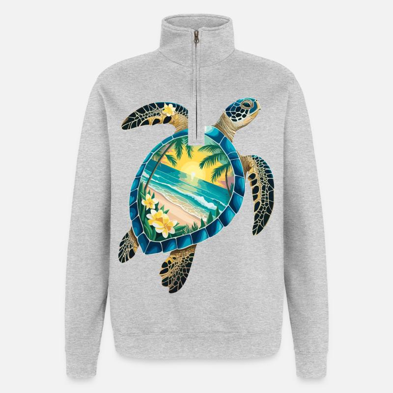 Turtle Waves Surf Turtle Surfer Turtles - Sweat à zip 1/4 - gris chiné