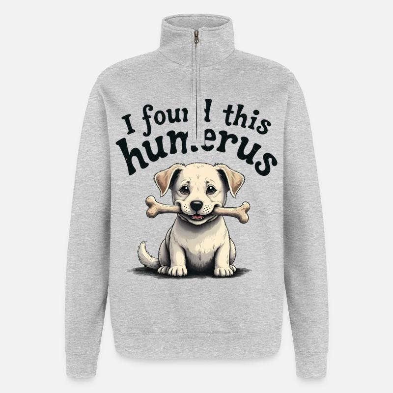 J’ai trouvé cet humérus - Sweat à zip 1/4 - gris chiné