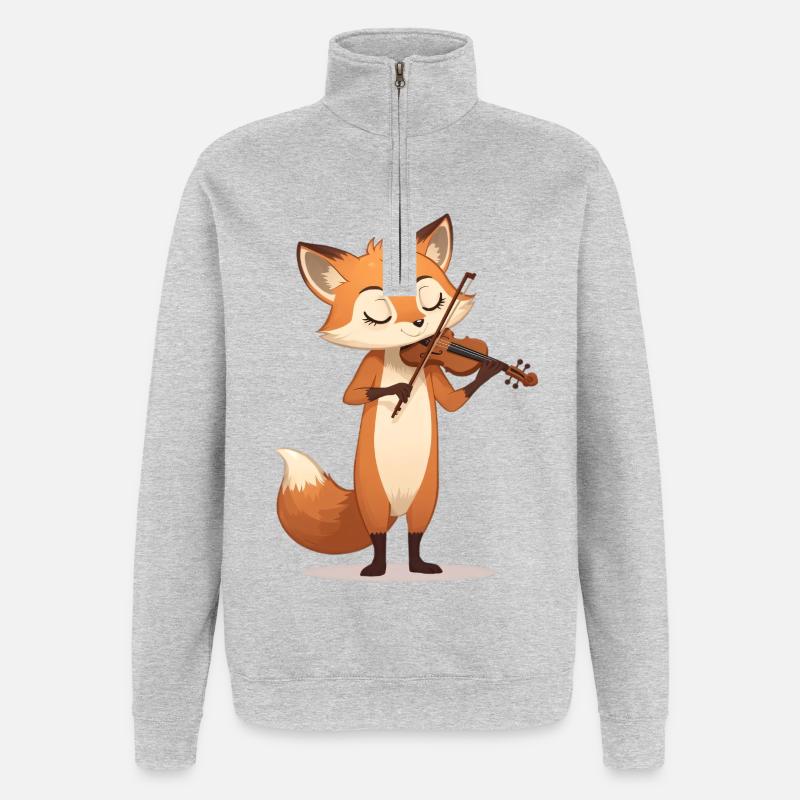 Violon Gentle Fox - Sweat à zip 1/4 - gris chiné