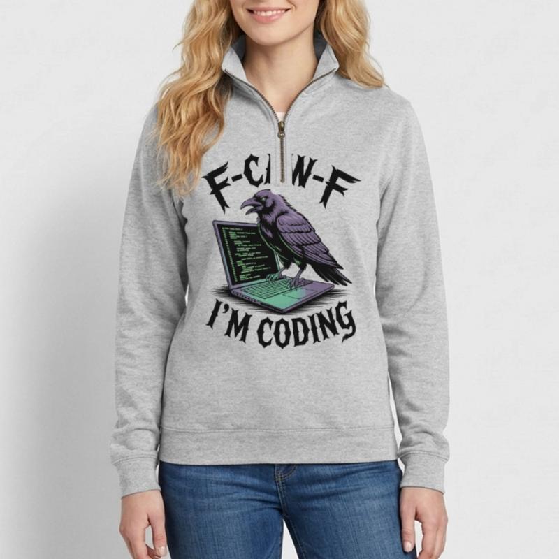 RabenCoder: Code Raven am Laptop Quarter-Zip-Sweatshirt