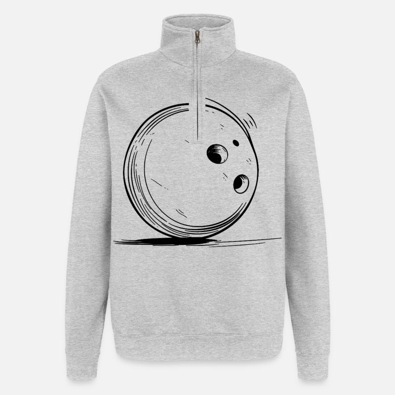 Dessin de boule de bowling - Sweat à zip 1/4 - gris chiné