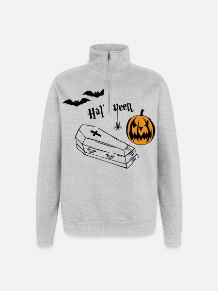 Halloween Pumpkin Silhouette - Quarter-Zip Sweatshirt - heather grey
