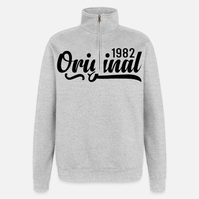 1982 anniversaire 43 ans, rétro 1982 - Sweat à zip 1/4 - gris chiné