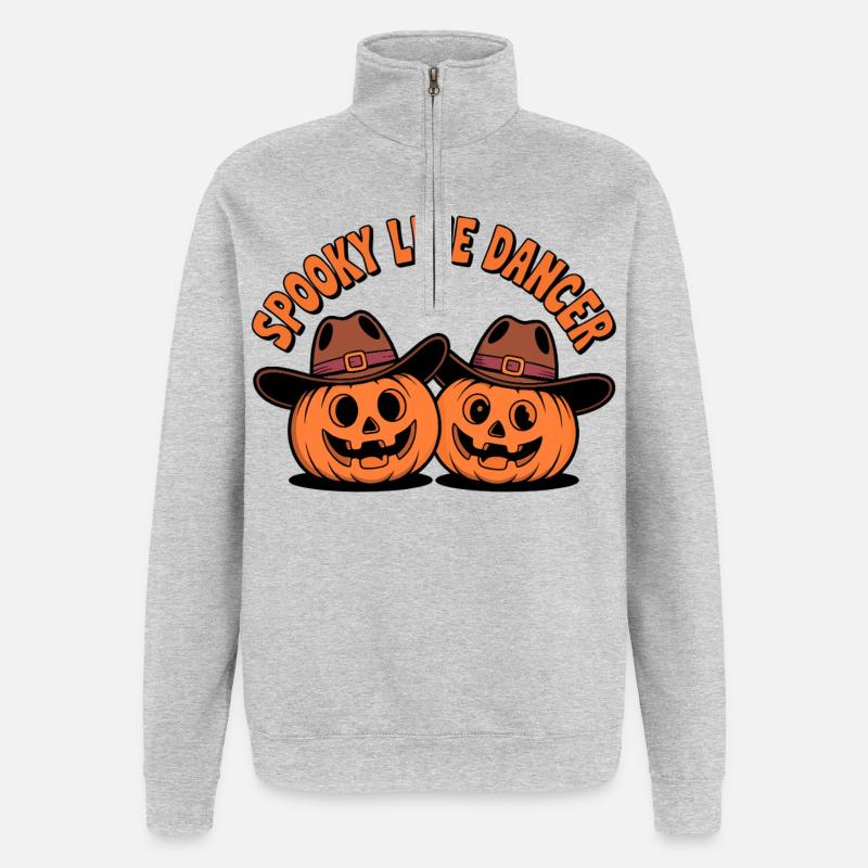 Danseuse de citrouille hantée d’Halloween - Sweat à zip 1/4 - gris chiné