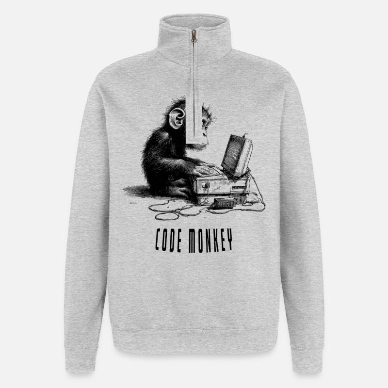 Code Monkay - Sweat à zip 1/4 - gris chiné