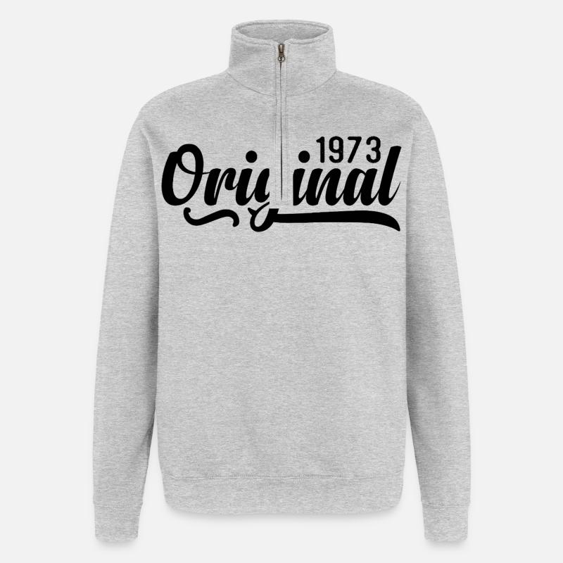 1973 Anniversaire 52 ans, rétro 1973 - Sweat à zip 1/4 - gris chiné