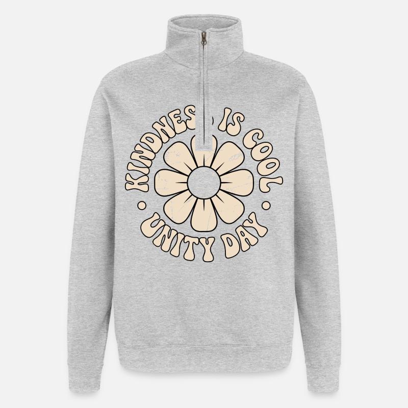 Gentillesse Unité Fleurs Message Postif - Sweat à zip 1/4 - gris chiné