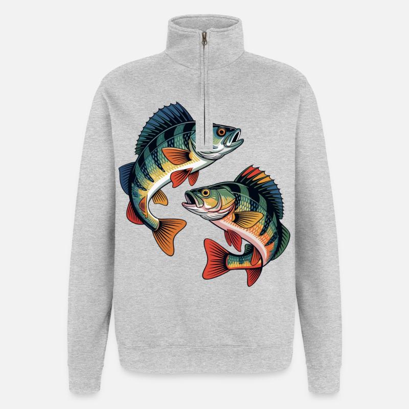 Deux perchoirs de saut - Sweat à zip 1/4 - gris chiné