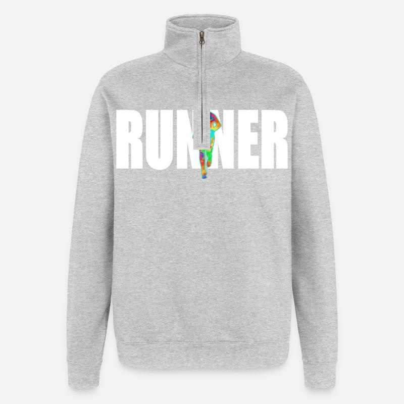 Läufer - Quarter-Zip-Sweatshirt - Grau meliert