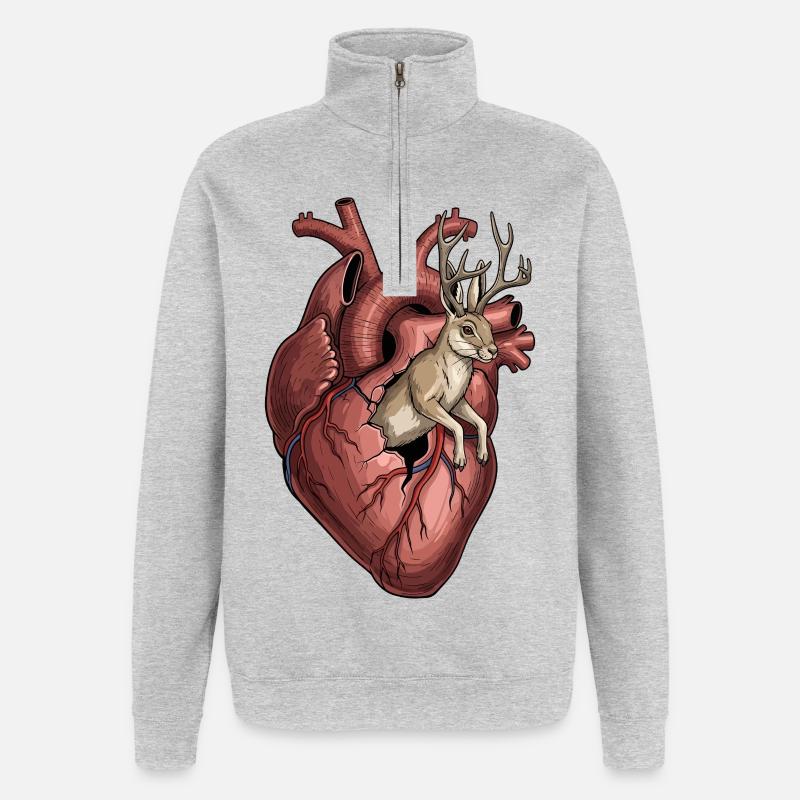 Herz Jackalope - Quarter-Zip-Sweatshirt - Grau meliert