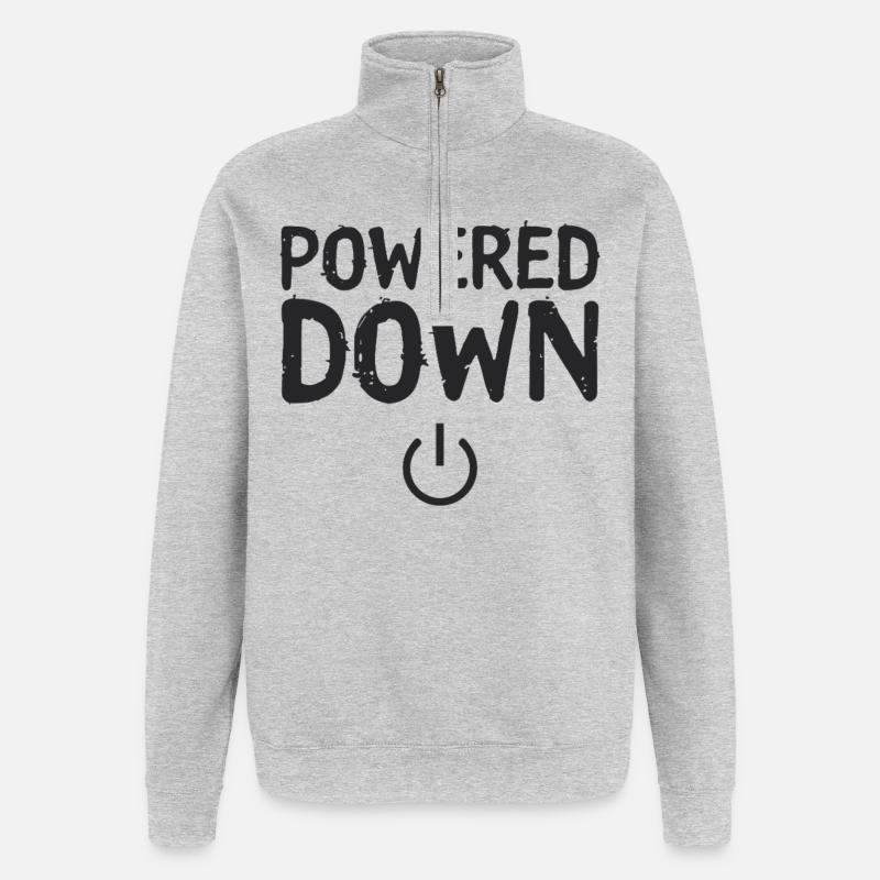 Powered Down Energie Status Ausgeschaltet - Quarter-Zip-Sweatshirt - Grau meliert