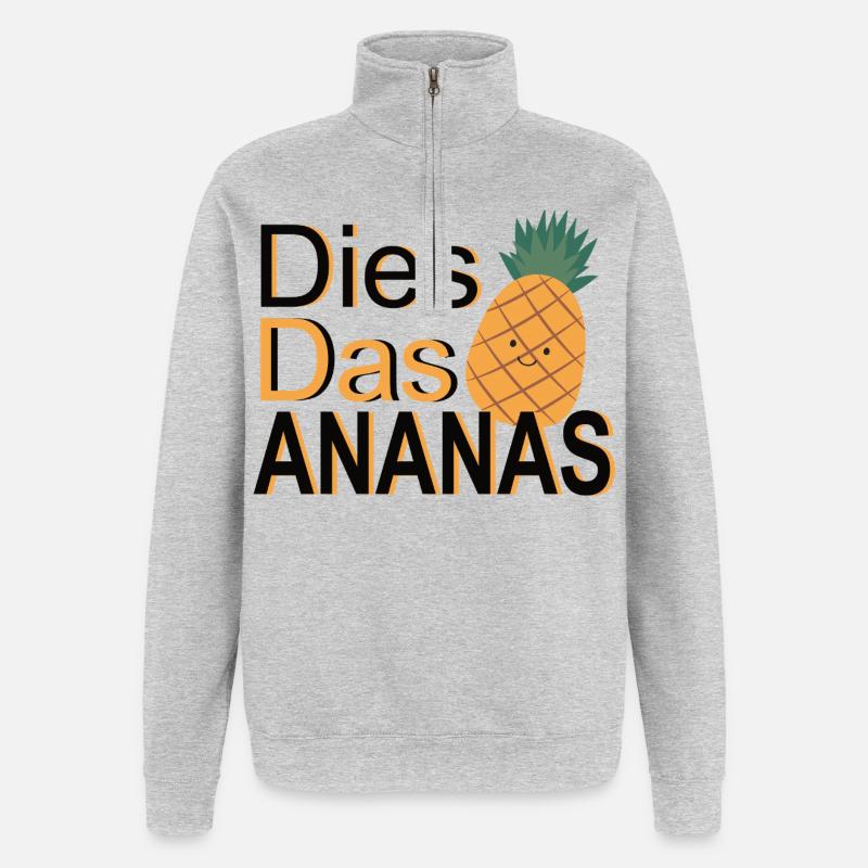 C’est l’ananas – Jeu de mots - Sweat à zip 1/4 - gris chiné